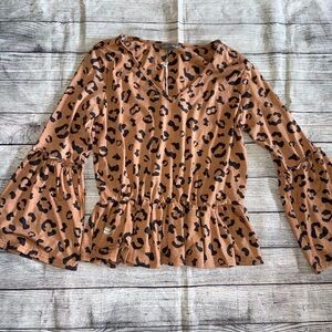 Simply Southern New Leopard Print Flare Sleeve Top